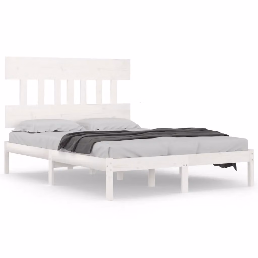 Berkfield Home White Solid Pine Wood Bed Frame W/D/H: 160 x 200 cm – 2