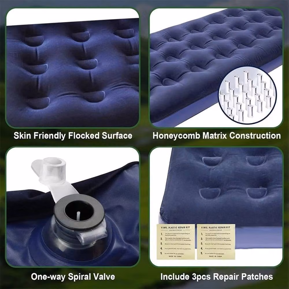 KORVIXA Portable Inflatable Air Bed Mattress in Blue, Single Size – 4