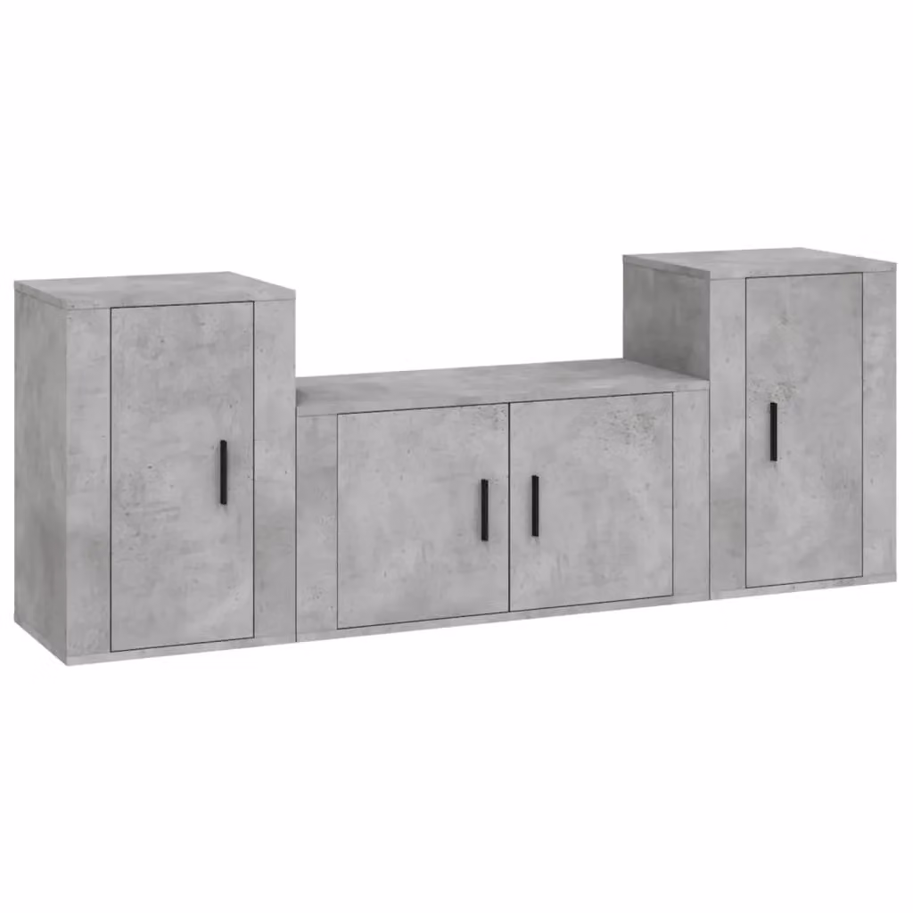 Berkfield Home 3 Piece TV Cabinet Set in Concrete Grey Engineered Wood – 2