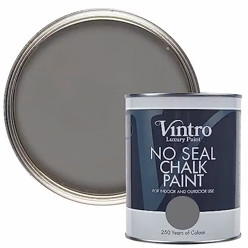 Vintro No Seal Chalk Paint in Cloudburst Dark Grey, 1 Litre – 1