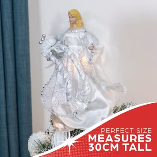 The Christmas Workshop Silver Angel Christmas Tree Topper, Height: 30 cm – 3