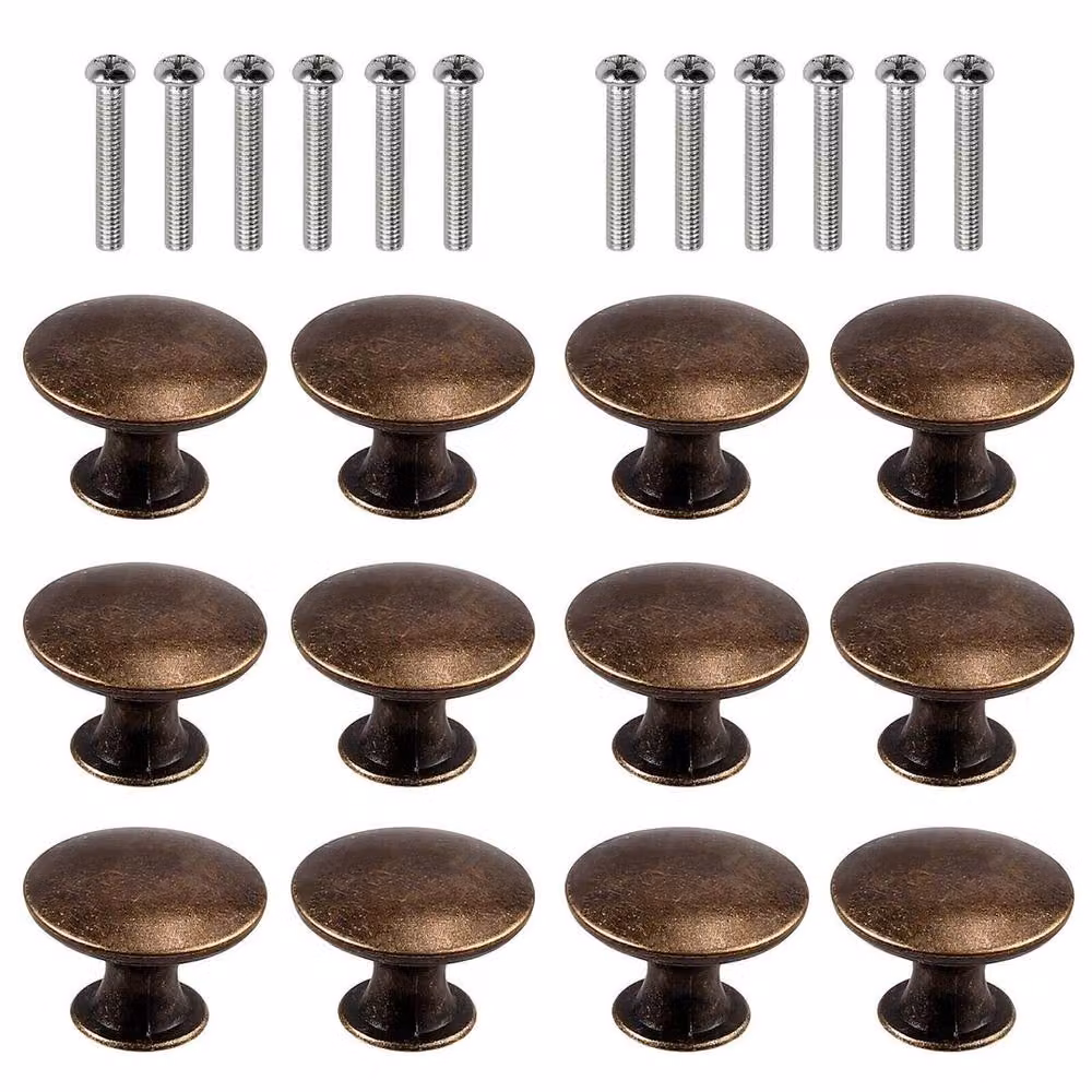 Kelvenix 12 Piece Matt Brown Zinc Cabinet Knobs and Cupboard Drawer Handles – 5