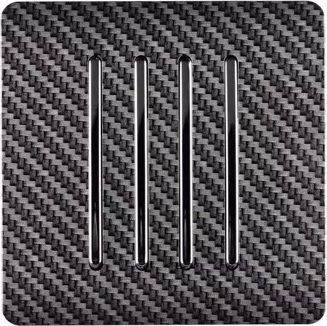 Trendi 4 Gang 2 Way Flush Rocker Single Plate Tactile Light Switch in Black and Silver