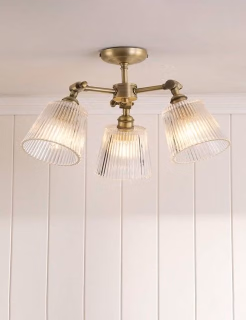 Laura Ashley Callaghan Classic Ceiling Light in Gold and Brass with Transparent Glass