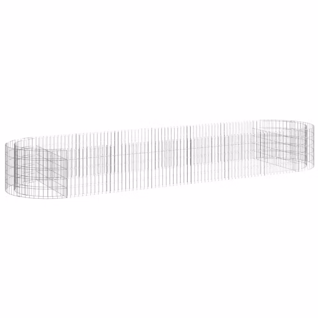 Berkfield Home Silver Galvanised Steel Stone Gabion Raised Bed, W: 400 cm, D: 100 cm, H: 50 cm – 2
