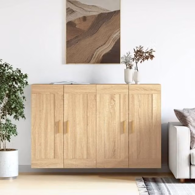 Berkfield Home Set of 2 Wall Mounted Cabinets in Sonoma Oak Brown Engineered Wood – 1