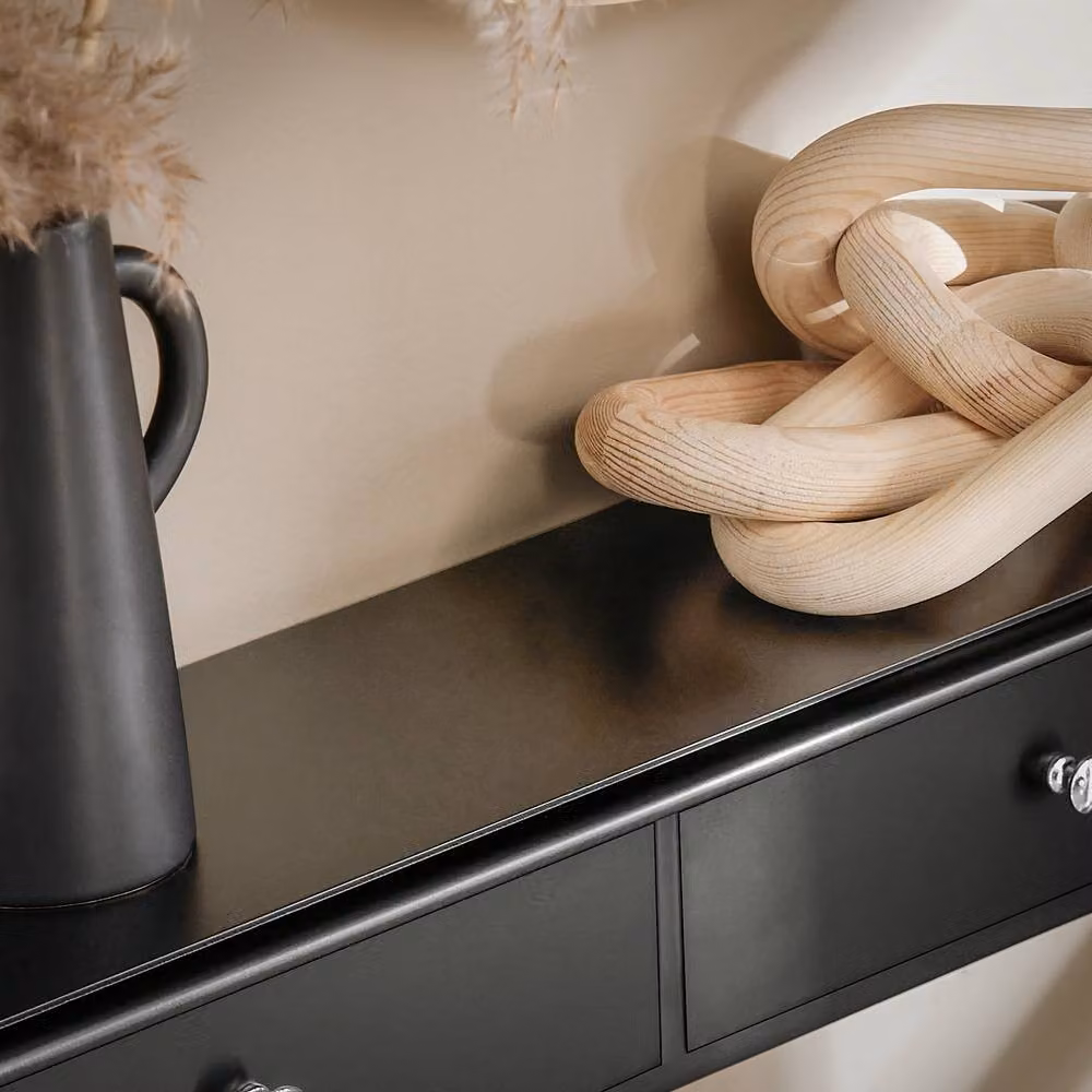 SoBuy Modern Wall-Mounted Floating Shelf with 3 Drawers in Black – 4