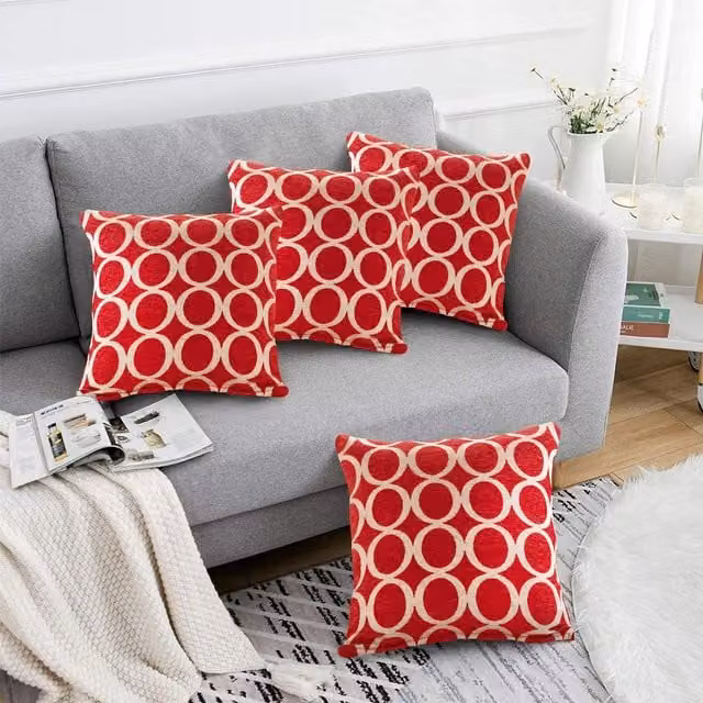 Luxor Living Red Chenille Square Cushion Set of 4, W/D/H: 45 x 45 x 45 cm – 1