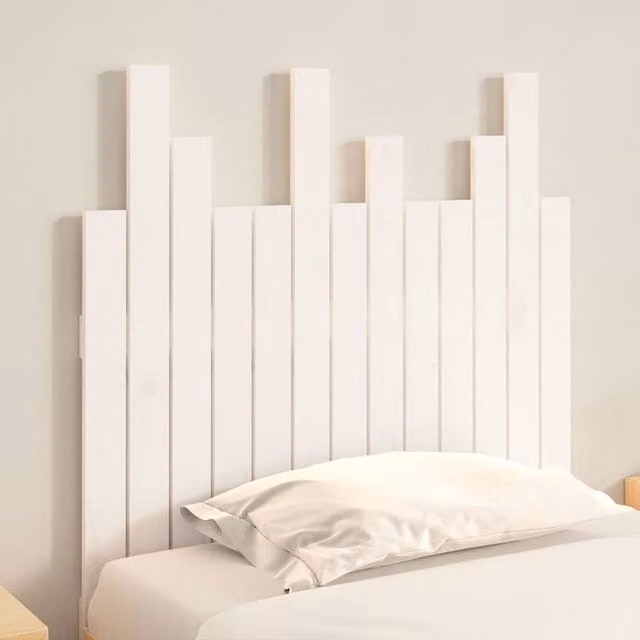 Berkfield Home White Solid Wood Pine Wall Headboard W: 82.5 cm, D: 3 cm, H: 80 cm