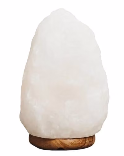 Orsina Nepal Natural White Salt Lamp with Wood Base H 23 x W 12 x D 12 cm – 1