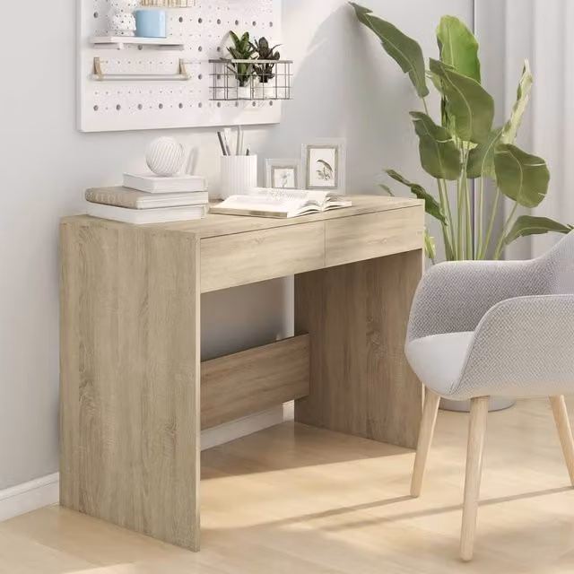 Berkfield Home Sonoma Oak Writing Desk in Beige, W/D/H: 101 x 50 x 76.5 cm – 1