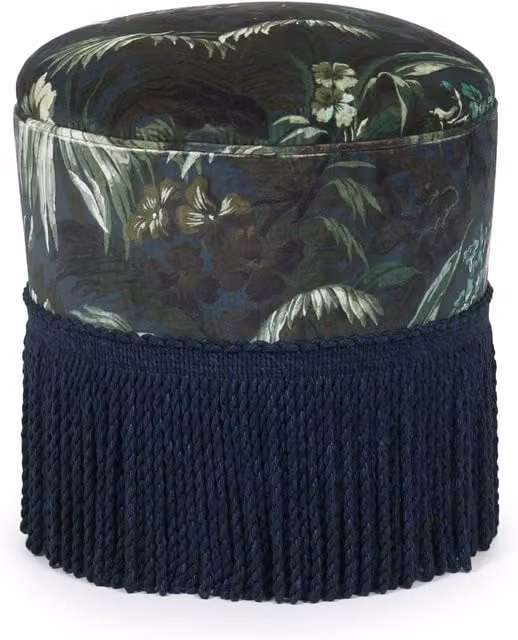 House of Hackney Limerence Velvet Bottoman Ottoman in Ink Blue, W/D/H: 44 x 45 x 44 cm