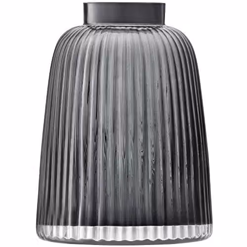 LSA International Pleat Vase in Grey, Handmade Mouthblown Glass, Height: 26 cm – 1