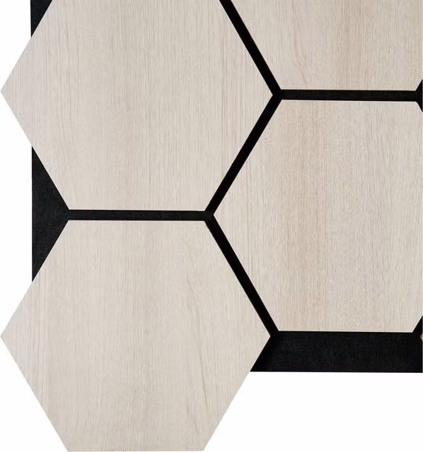 Fuse Acoustic Wooden Hexagon Wall Panel in White Oak - White