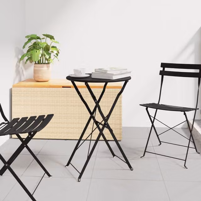 Berkfield Home Folding Bistro Table in Anthracite, Powder-coated Steel, W/D/H: 50 x 50 x 71 cm – 1