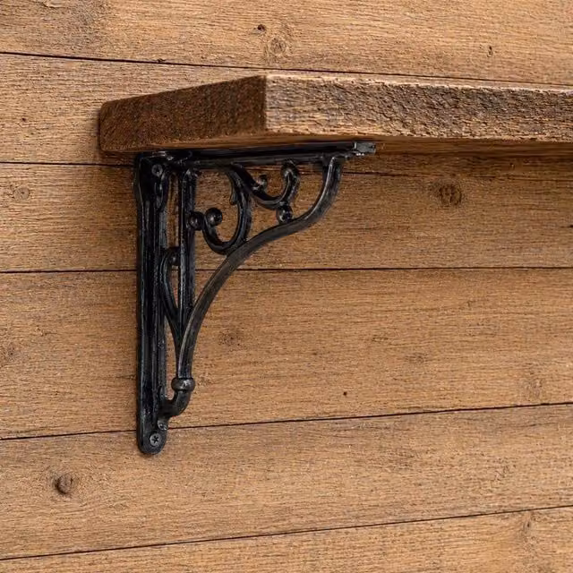 Gifts Direct 2 U Cast Iron Scroll Shelf Bracket in Brown and Black