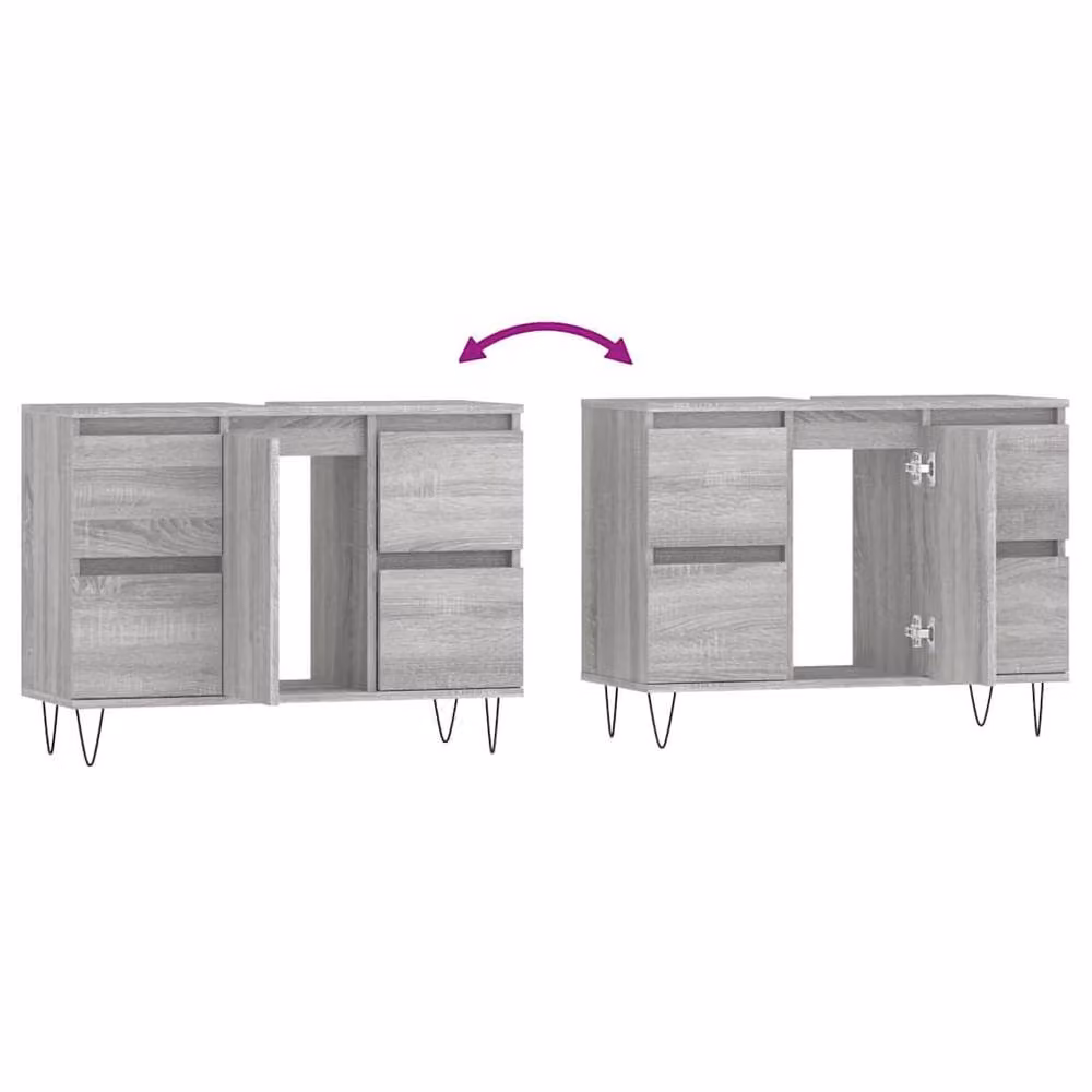 Berkfield Home Grey Sonoma Bathroom Cabinet W/D/H: 80 x 33 x 60 cm – 3