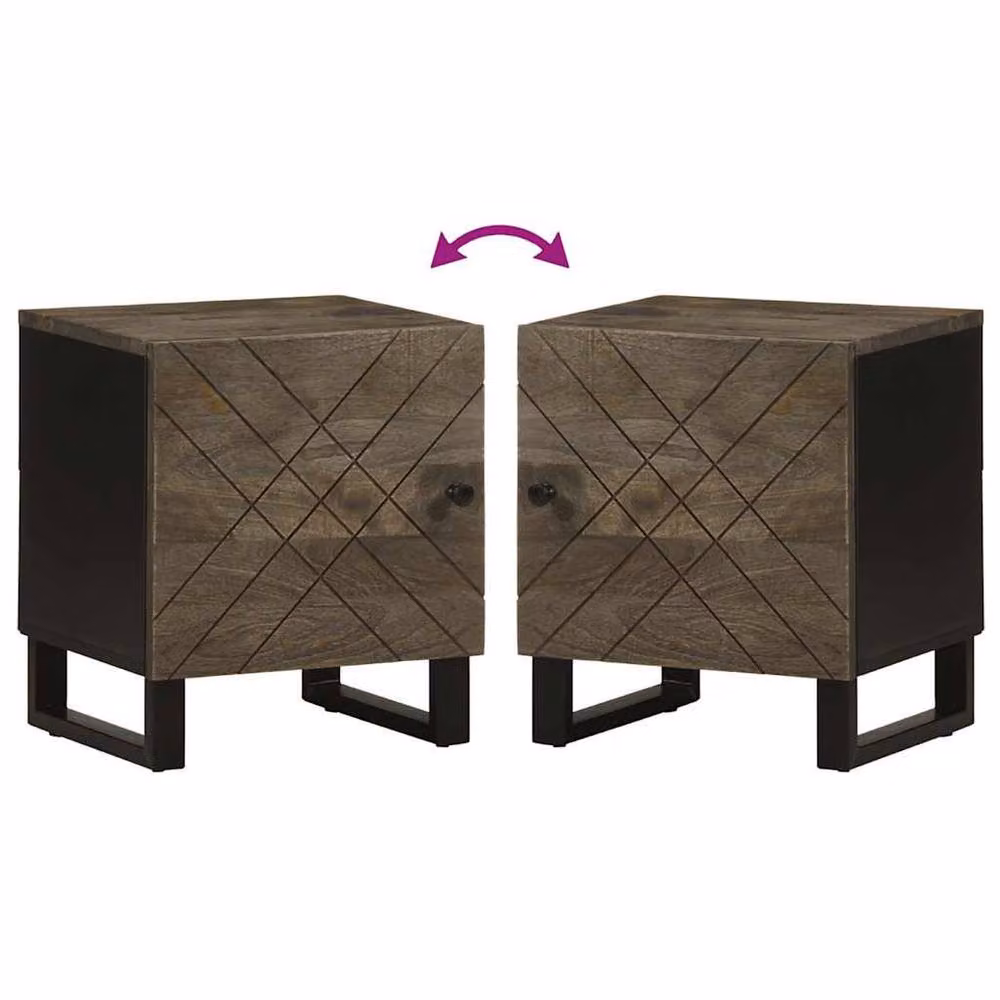 Berkfield Home Black Mango Wood Bedside Cabinet W/D/H: 40 x 33 x 46 cm – 3