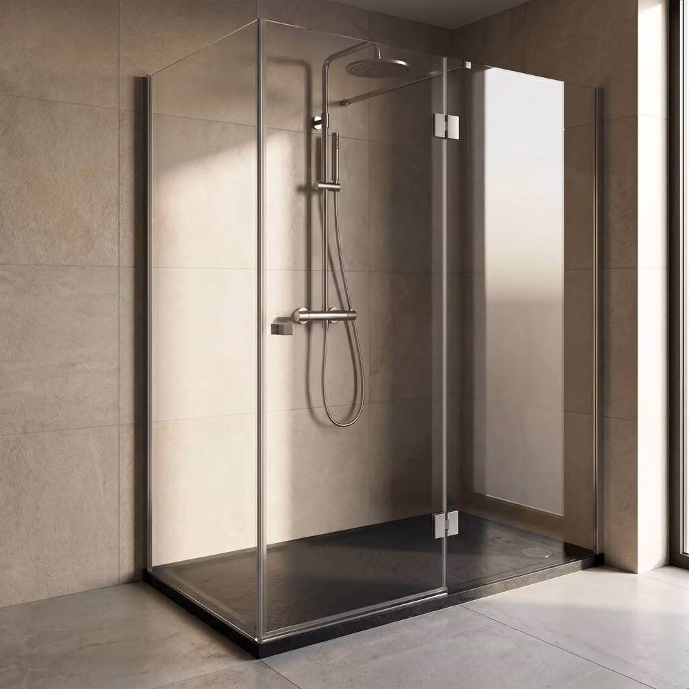 Balterley Black Rectangular Mineral Cast Slate Effect Anti-Slip Shower Tray, W: 140 cm, D: 90 cm – 2