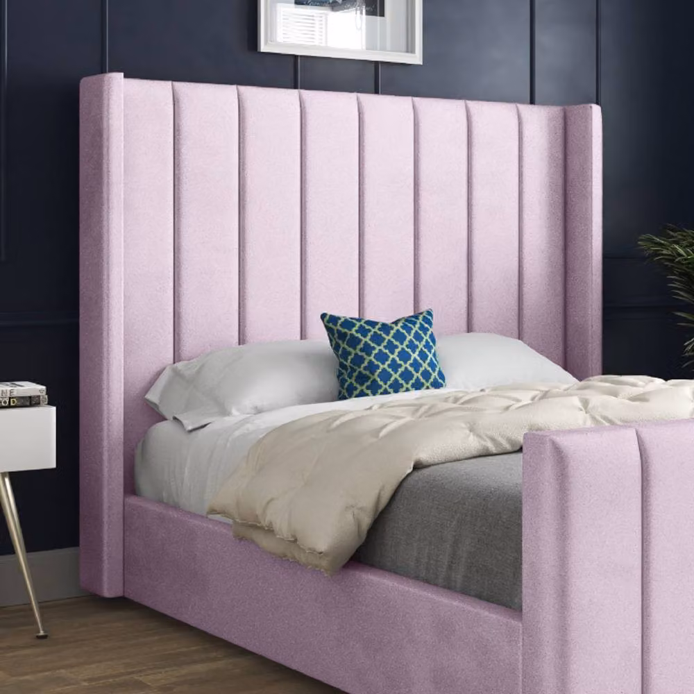 Casani Sherburn Upholstered Designer Bed Frame in Pink Soft Velvet, Small Single – 4
