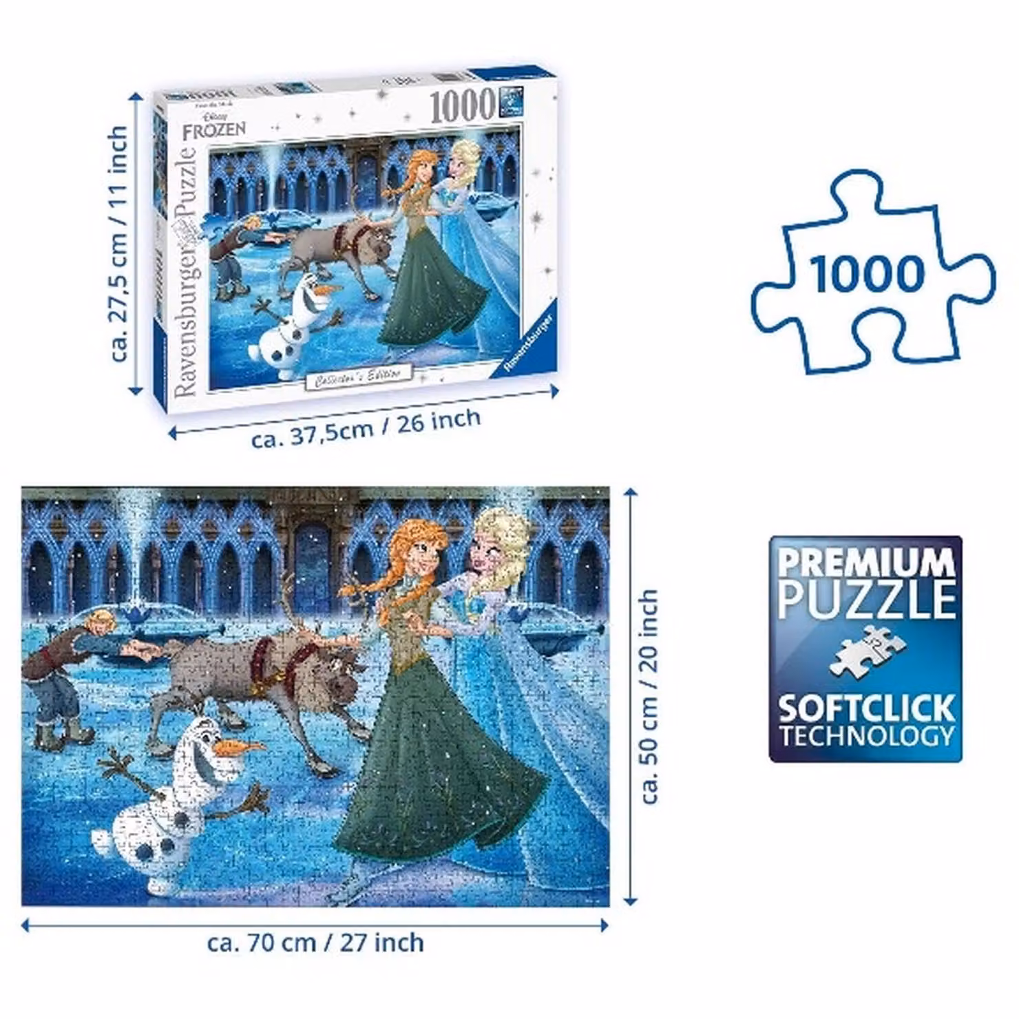 Ravensburger Disney Frozen 1000 Piece Jigsaw Puzzle, Multicolour, W: 70 cm, D: 50 cm – 2