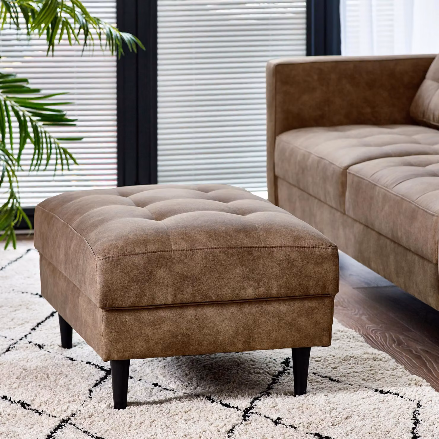 FurnitureboxUK Jade Modern Faux Leather Footstool in Brown – 2