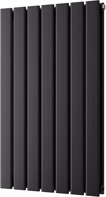 UK Radiators Typhoon Black Flat Tube Horizontal Designer Radiator, W: 47.6 cm, H: 80 cm – 1