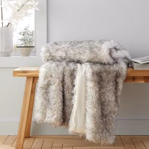 Catherine Lansfield Arctic Fox Cosy Faux Fur Throw, Grey, W/D/H: 130 x 170 cm – 1