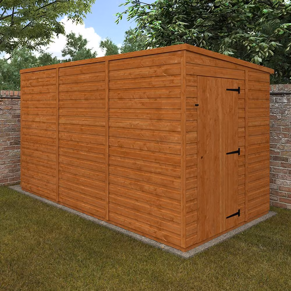 Buttercup Farm 12x6 Flex Pent Windowless 12mm Flex Lean-to Wood Garden Building in Burnt Orange, L353.8 x W175 x H203 cm – 2