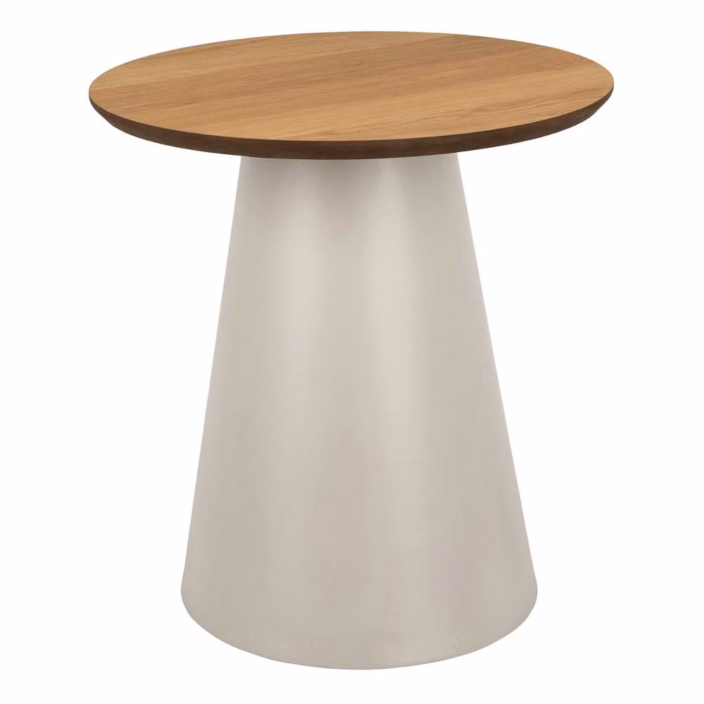 Wyld Haus Hamburg Round Oak Veneer Coffee Table in Natural Oak with Grey Steel Base, W: 45 cm, D: 45 cm, H: 48 cm – 3