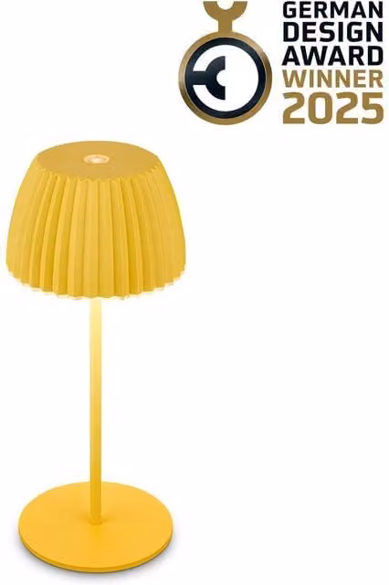 Briloner Riffle Mini Rechargeable LED Table Lamp, Yellow, W/D/H: 8.5 x 8.5 x 20 cm