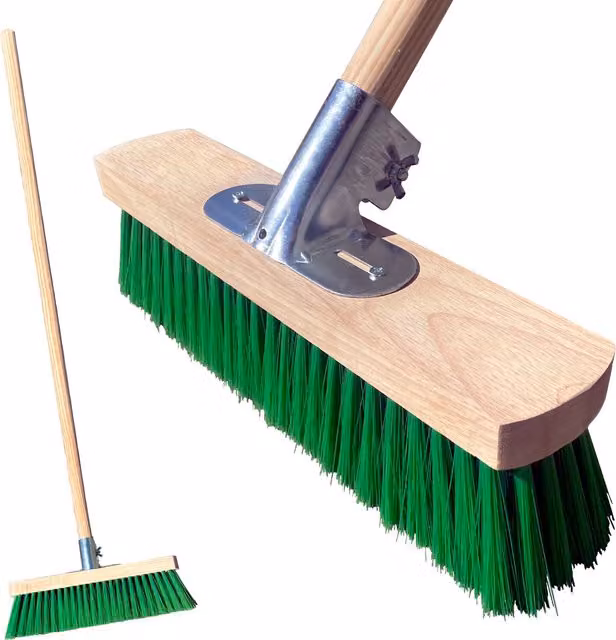 The Dustpan and Brush Store Stiff 14 inch Outdoor Sweeping Broom with Firm Poly Bristles in Green