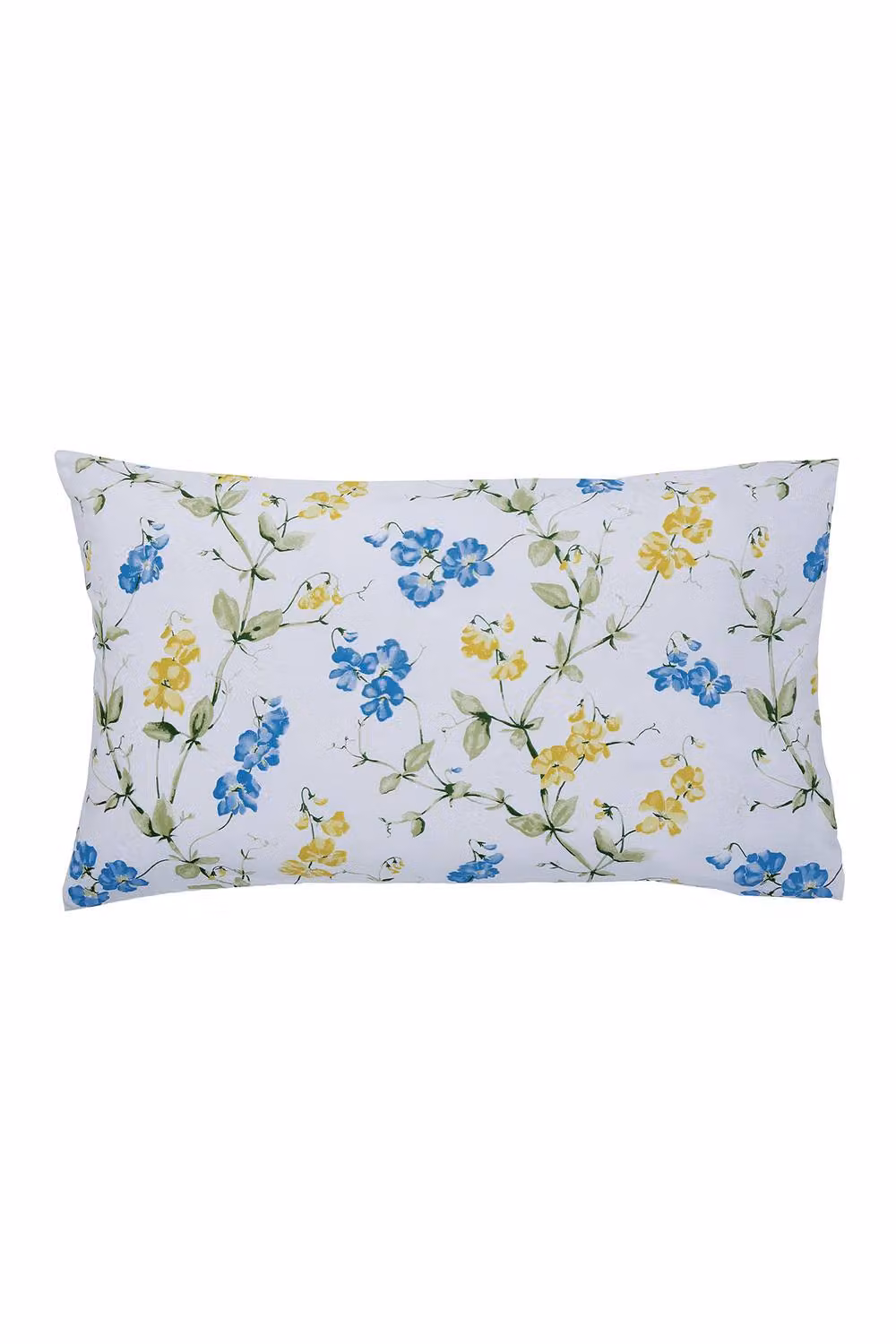 Helena Springfield Sweetpea Floral Cotton Duvet Cover and Pillowcase Set, White, Blue and Yellow, W/D/H: 90 x 200 cm – 2