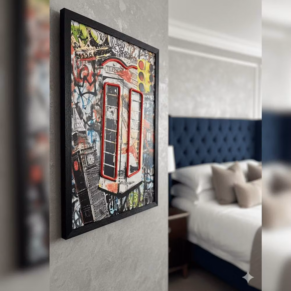 HOME LUXE INTERIOR London Telephone Box Neon LED Wall Art, Multicolour, W: 40 cm, H: 60 cm – 4