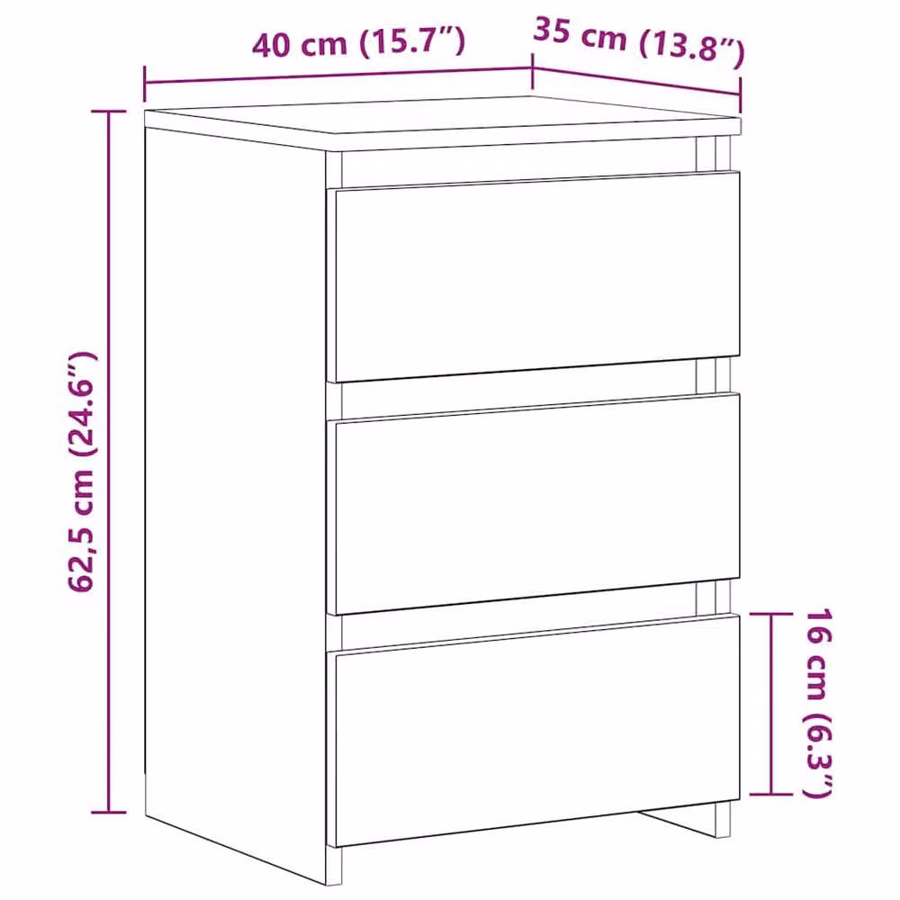 Berkfield Home Elegant Bedside Cabinets, 2 Piece Set, Brown Old Wood, W/D/H: 40 x 35 x 62.5 cm – 5