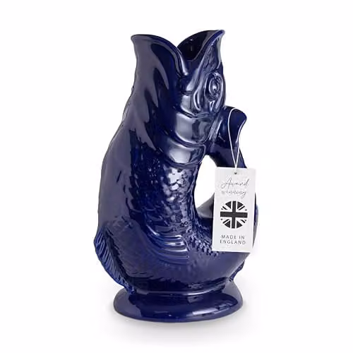 Wade Albert White Fish Jug, Ceramic, Blue and White, 1.2 l – 1