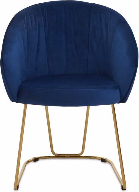 Orsina Modern Blue Velvet Dining Chair with Gold Details and Cantilever Base