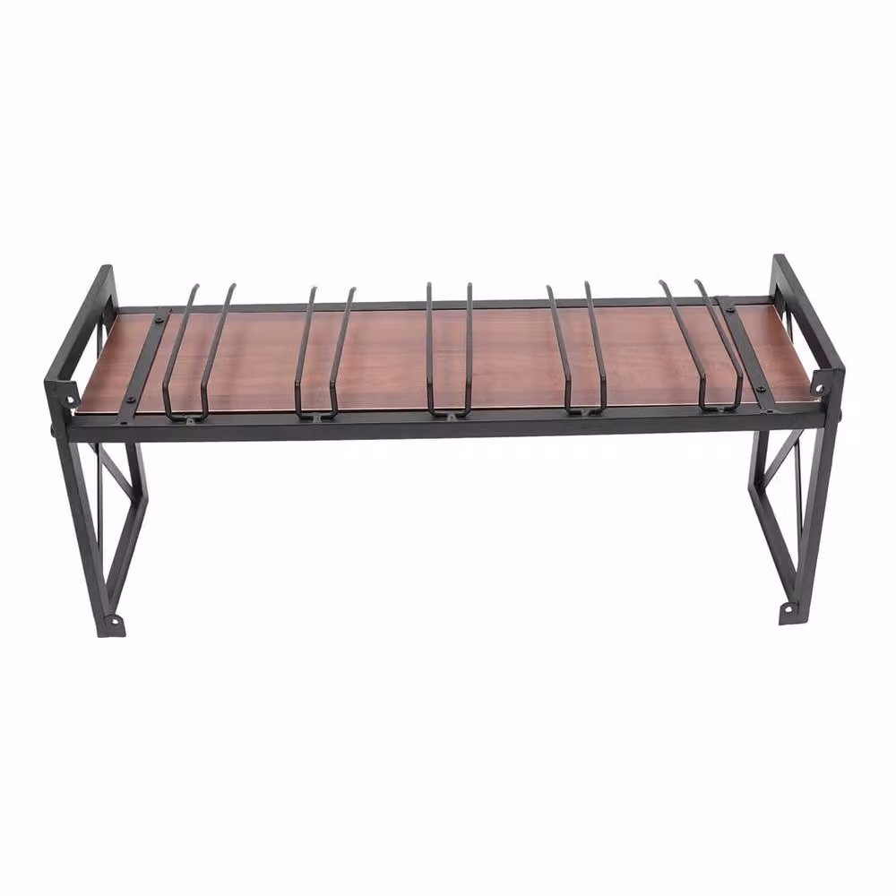 Kelvenix Wall-Mounted Black Metal and Glass Wine Rack and Gin Shelf with 5 Glass Holders – 3