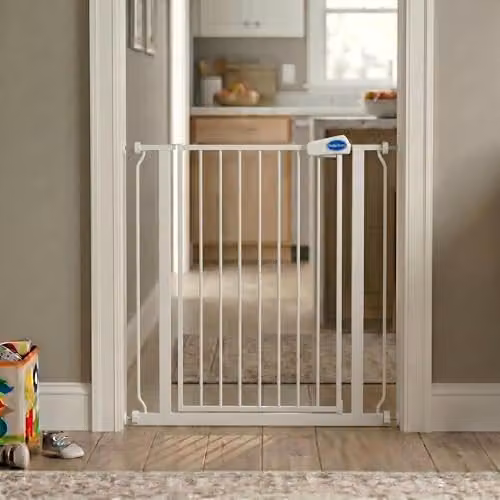 Safetots Extra Tall Metal Pressure Fit Safety Gate, White, Height: 104 cm, Width: 133.2 cm - 140.8 cm – 2