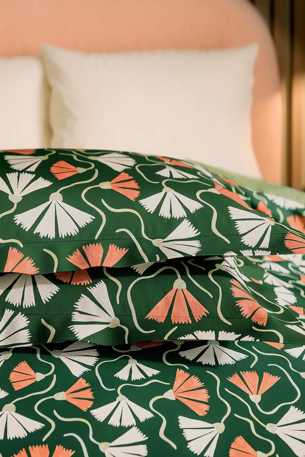 Scion Fan Floral Cotton Duvet Cover and Pillowcase Set, Green, W: 90 cm, H: 200 cm – 4