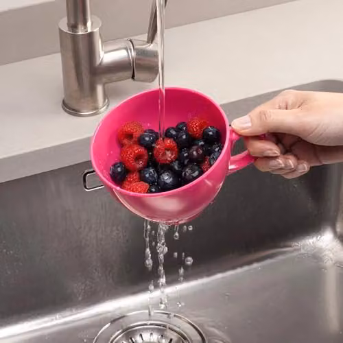 Zeal Melamine Berry Colander with Handles, Pink, Diameter: 10 cm – 2