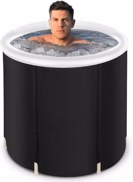 EONLION Large Portable Ice Bath Tub with Lid for Cold Water Therapy, Black, W: 200 cm, D: 100 cm – 1