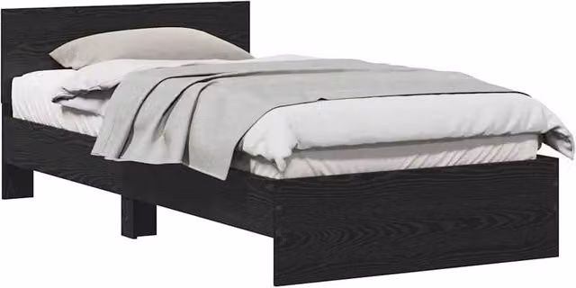 Berkfield Home Classic Bed Frame with Headboard and Lift Up Base, Black Oak, W/D/H: 100 x 200 cm