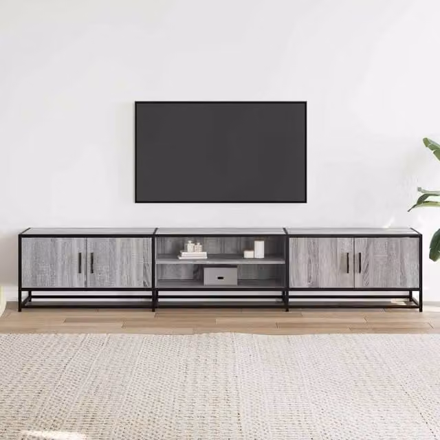 Berkfield Home Grey Sonoma TV Cabinet in Engineered Wood W/D/H: 210 x 35 x 41 cm