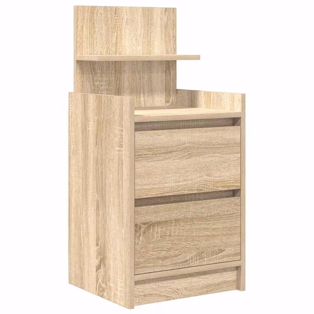 Berkfield Home Bedside Cabinet with 2 Drawers in Sonoma Oak Brown, W/D/H: 38 x 34 x 80 cm – 2