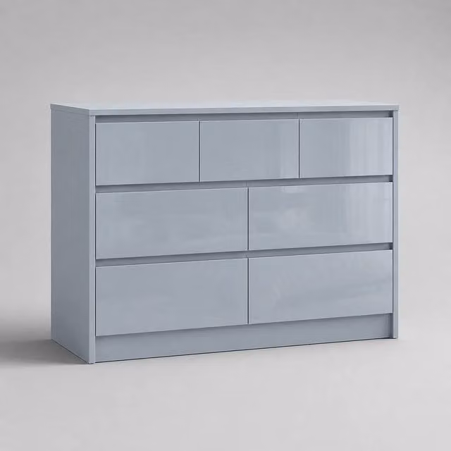 Harmin Luxury Grey High Gloss 7 Drawer Handleless Chest of Drawers – 1