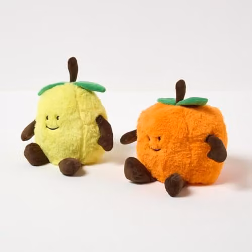 Homescapes Weighted Fabric Door Stop Set of 2 in Lemon and Orange, 1.5kg