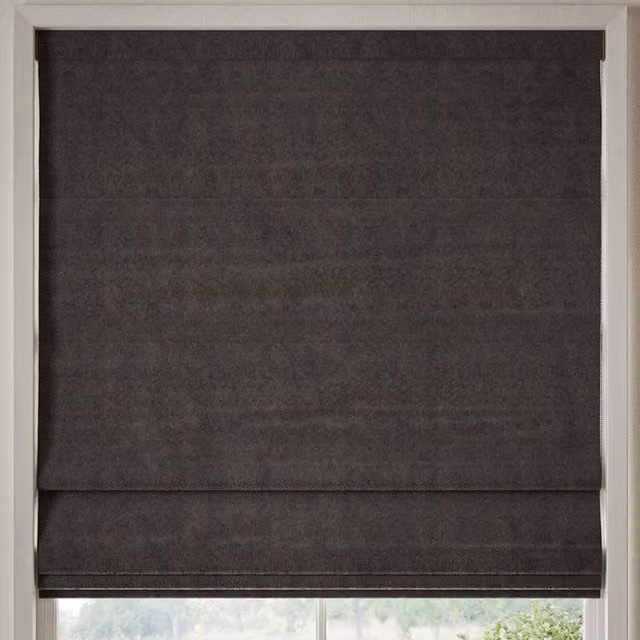 William Morris At Home Lodden Embroidery Made to Measure Blackout Roman Blind in Brown and Grey Floral Pattern