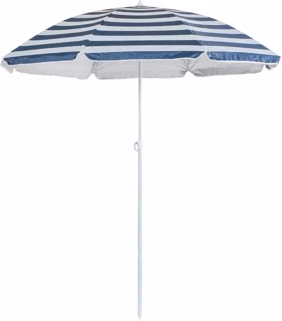 Harbour Houseware Blue and Grey Striped Metal Beach Parasol with Polyester Canopy