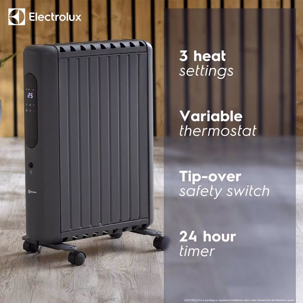 Electrolux 2500W Digital Oil Filled Radiator in Grey – 3